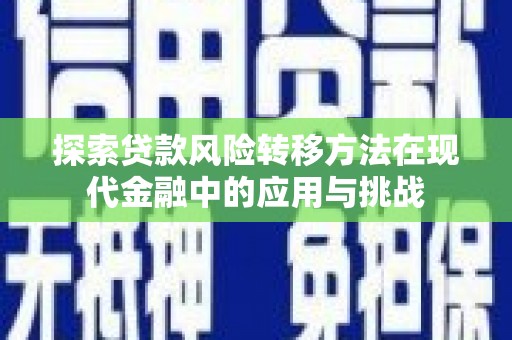 长洲探索贷款风险转移方法在现代金融中的应用与挑战