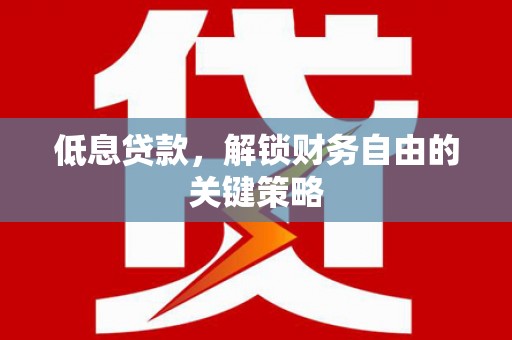 民和低息贷款，解锁财务自由的关键策略
