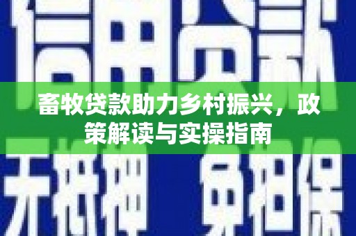盐城畜牧贷款助力乡村振兴，政策解读与实操指南